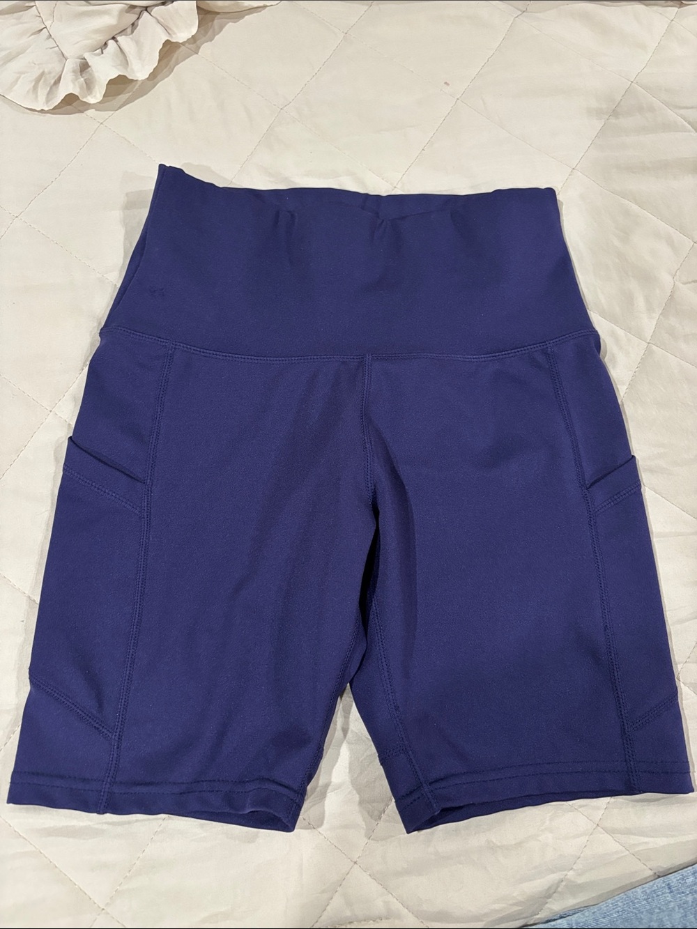 High-Waist Athletic Bike Shorts in Navy